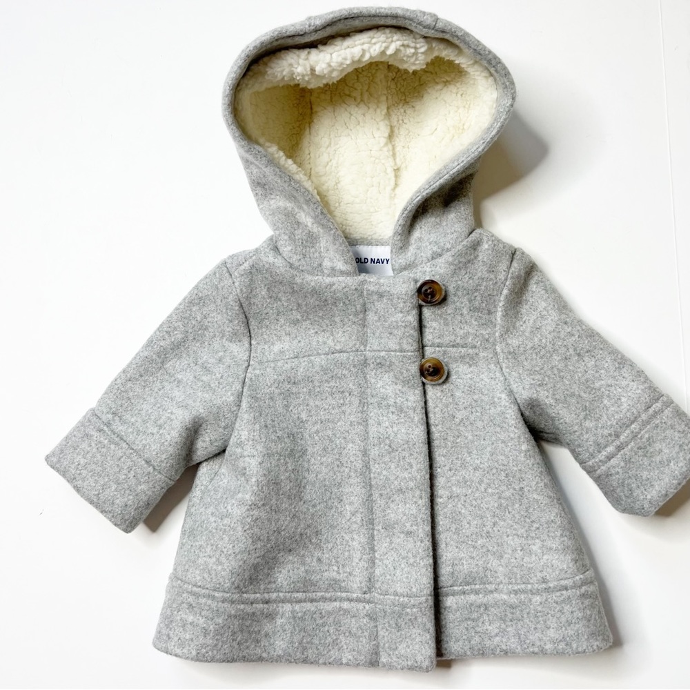 Old Navy grey pea coat 0-3 months